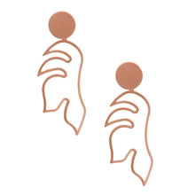 Load image into Gallery viewer, Matte Rose Gold Metal Leaf Earrings
