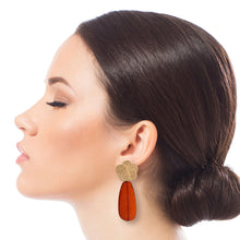 Load image into Gallery viewer, Gold and Brown Resin Earrings
