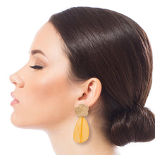 Load image into Gallery viewer, Gold and Yellow Resin Earrings
