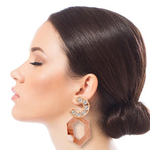 Load image into Gallery viewer, Light Brown Hexagon Crystal Earrings
