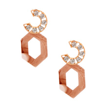 Load image into Gallery viewer, Light Brown Hexagon Crystal Earrings

