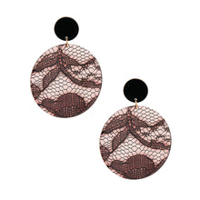 Load image into Gallery viewer, Black Lace Disc Drop Earrings
