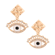 Load image into Gallery viewer, White Evil Eye Rhinestone Earrings
