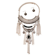 Load image into Gallery viewer, Burnished Silver Black Necklace
