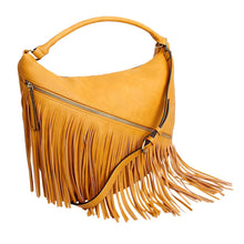 Load image into Gallery viewer, Purse Mustard Diagonal Fringe Hobo Bag for Women
