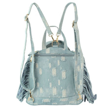 Load image into Gallery viewer, Denim Moto Fringe Backpack
