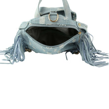 Load image into Gallery viewer, Denim Moto Fringe Backpack
