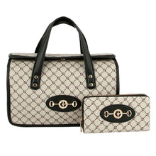 Load image into Gallery viewer, Designer Horsebit Black Snap Satchel Set
