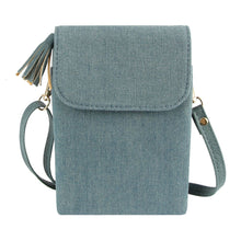 Load image into Gallery viewer, Denim Flap Snap Mobile Crossbody
