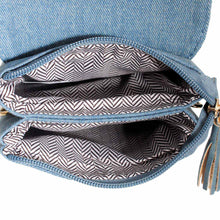 Load image into Gallery viewer, Denim Flap Snap Mobile Crossbody
