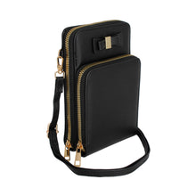 Load image into Gallery viewer, Black Triple Pocket Mobile Crossbody
