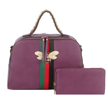 Load image into Gallery viewer, Purple Stripe Top Handle Handbag Set
