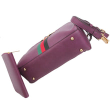 Load image into Gallery viewer, Purple Stripe Top Handle Handbag Set
