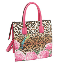 Load image into Gallery viewer, Fuchsia Leopard and Floral Bird Tote Set
