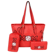 Load image into Gallery viewer, Red Baseball 3 Pcs Tote Bag Set
