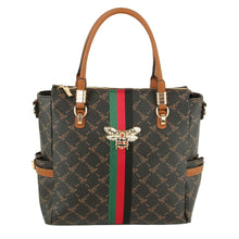 Load image into Gallery viewer, Dark Brown Bee Print Satchel Bag
