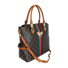 Load image into Gallery viewer, Dark Brown Bee Print Satchel Bag
