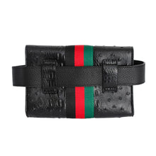 Load image into Gallery viewer, Stripe Black Ostrich Belt Bag
