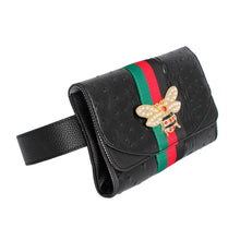 Load image into Gallery viewer, Stripe Black Ostrich Belt Bag
