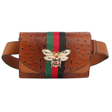 Load image into Gallery viewer, Stripe Brown Ostrich Belt Bag

