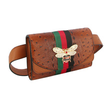 Load image into Gallery viewer, Stripe Brown Ostrich Belt Bag
