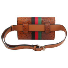 Load image into Gallery viewer, Stripe Brown Ostrich Belt Bag
