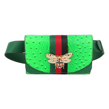 Load image into Gallery viewer, Stripe Neon Green Ostrich Belt Bag

