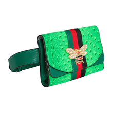 Load image into Gallery viewer, Stripe Neon Green Ostrich Belt Bag
