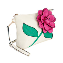 Load image into Gallery viewer, Fuchsia Flower Clutch Crossbody
