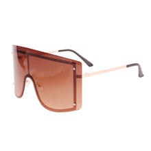 Load image into Gallery viewer, Brown Designer Shield Sunglasses
