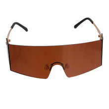 Load image into Gallery viewer, Brown Rimless Square Visor Sunglasses
