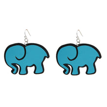 Load image into Gallery viewer, Turquoise Leather Elephant Drop Earrings
