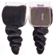 Load image into Gallery viewer, Brazilian Loose Wave 5×5 Lace Closure 10A Grade Virgin Human Hair
