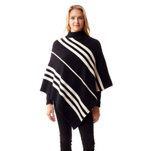 Load image into Gallery viewer, Black Stripe Turtleneck Poncho
