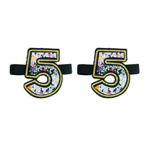 Load image into Gallery viewer, Pair of Rhinestone and Multi Color Stone Number 5 Shoe Bands
