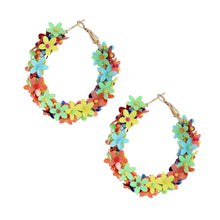 Load image into Gallery viewer, Multi Color Daisy Covered Hoops
