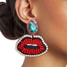 Load image into Gallery viewer, Green Teardrop Lips Earrings

