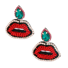 Load image into Gallery viewer, Green Teardrop Lips Earrings
