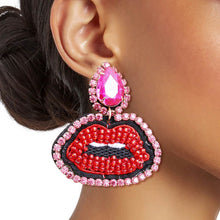 Load image into Gallery viewer, Pink Teardrop Lips Earrings

