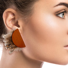 Load image into Gallery viewer, Wood and Feather Earrings
