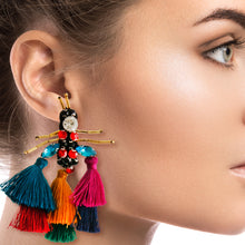 Load image into Gallery viewer, Rhinestone and Tassel Bee Earrings
