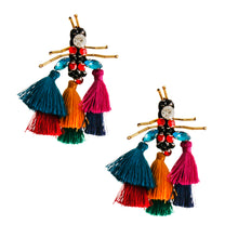 Load image into Gallery viewer, Rhinestone and Tassel Bee Earrings
