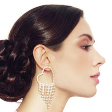 Load image into Gallery viewer, Gold Heart Rhinestone Fringe Studs
