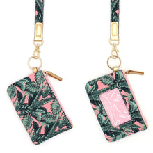 Load image into Gallery viewer, Pink Green Tropical Leaves ID Wallet
