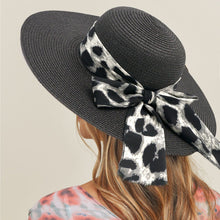 Load image into Gallery viewer, Black Leopard Bow Floppy Hat
