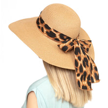 Load image into Gallery viewer, Brown Leopard Bow Floppy Hat
