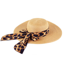 Load image into Gallery viewer, Brown Leopard Bow Floppy Hat
