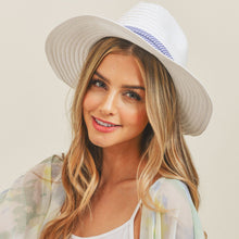 Load image into Gallery viewer, White Navy Striped Bow Fedora
