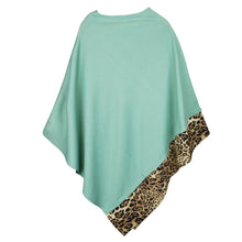 Load image into Gallery viewer, Teal Leopard Lightweight Pointed Poncho
