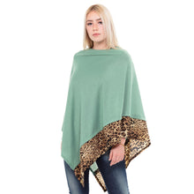 Load image into Gallery viewer, Teal Leopard Lightweight Pointed Poncho
